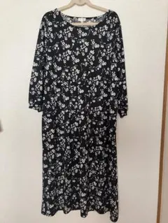 花柄ワンピース　レディース　七分袖　ロングワンピース