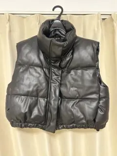 ZARA フェイクレザー ダウン ベスト アウター