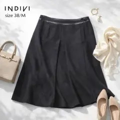 【美品】インディヴィ INDIVI 台形スカート ブラック 38 M