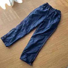 ネイビー ストレートパンツ ピンクライン 裏起毛 Mサイズ