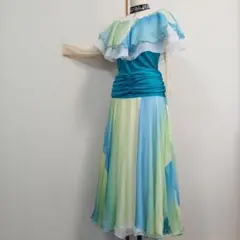 ハンドメイド　色合い綺麗シフォン　社交ダンス　セットアップ衣装トップス　スカート