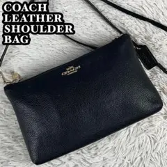 極美品 コーチ レザー ショルダー レイラ ダブルファスナー チャーム 濃紺