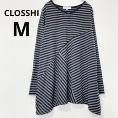 CLOSSHI しまむら アシンメトリー ボーダー チュニック Vネック M