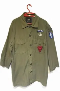 ALPHAINDUSTRIES ミリタリーシャツ　カーキ　L