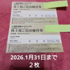 東急不動産株主様宿泊優待券 　東急ホテルハーヴェスト　２枚
