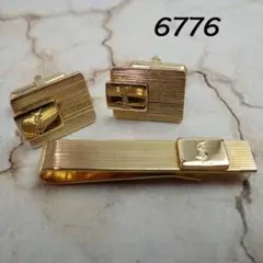 サンローラン カフス タイピン セット YSLロゴ ゴールド金具 Vintage