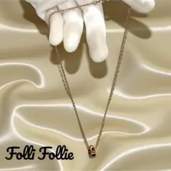 フォリフォリ　クローバー　ハート　ネックレス　レッド【USED】