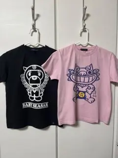 キッズＴシャツ シーサー2枚セット ピンク130cm 黒140cm
