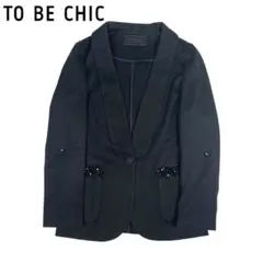 02T526☆ TO BE CHIC ブラック セレモージャケット 宝飾 Mのサムネイル