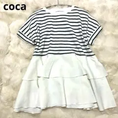 完売品】coca 異素材切り替え2段フリルTシャツ M
