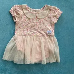 【美品】クリームシャンティ チュール付き ロンパース 小花柄 ピンク 女の子