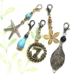 ☆ちょっと訳あり☆天然石のチャーム 5点セット☆パワーストーン まとめ売り 開運