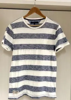TOMMYHILFIGER ボーダーTシャツ メンズM 半袖 ネイビー ホワイト