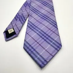 Burberry London バーバリー ネクタイ チェック 紫 ITALY製