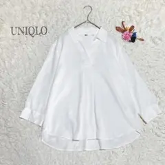 ユニクロ　シャツ　ブラウス　七分袖　オフィスカジュアル　Mサイズ　ゆったり