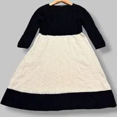 【美品】TOCCAトッカ ニットワンピース バイカラー ケーブル編み ウール