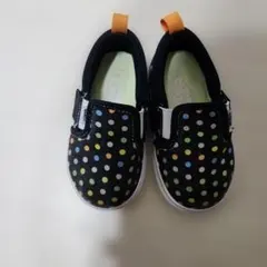 VANS スリッポン 黒/多色ドット　スニーカー14cm