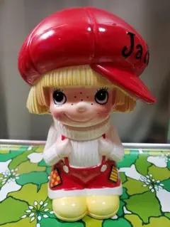 内藤ルネ　ジャッキー　陶器製　貯金箱　赤