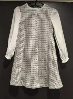 フォーマルワンピース 130cm 白/黒 チェック柄