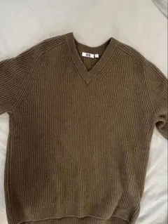 【美品】UNIQLO U ブラウン　Vネックセーター