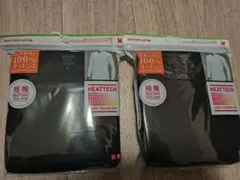 ユニクロ黒Mサイズ2枚セット極暖ヒートテックコットンワッフル クルーネックT