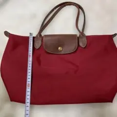 ロンシャン　トートバッグ 赤　レザーハンドル