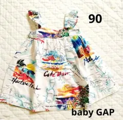 baby GAP ベビーギャップ ワンピース 90サイズ 世界地図柄　麻　綿のサムネイル