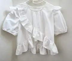 GRL フリル付き　半袖ブラウス M グレイル パフスリーブ