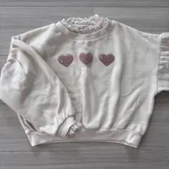 ハート刺繍フリル袖トレーナー