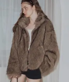 mili affinity フェイクファーダブルジップジャケット ブルゾン