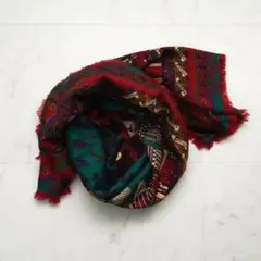 美品 FENDI 総柄大判フリンジストール インド象 グリーン系@NH15のサムネイル