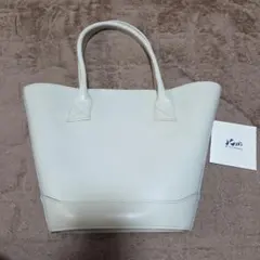 【kitamura】ホワイト トートバッグ 合成皮革 ジャンク品　内側傷多数