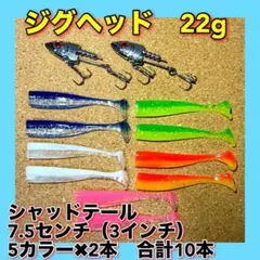 ジグヘッド 22g 2個　＋　シャッドワーム　10本セット　3インチ　VJのサムネイル
