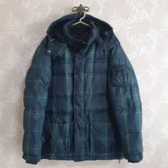 DOWN COLLECTION ダウンジャケット ネイビーグリーンチェック