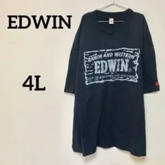 EDWIN エドウィン ロゴプリント Tシャツ 黒 4L 大きいサイズ