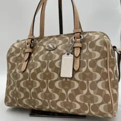 良品 COACH トートバッグ キャンバス ベージュ シグネチャー 2way