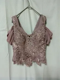 高級ドレス セットアップ 上のみ キャバドレス S 刺繍 レース 生地厚め