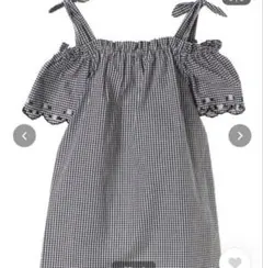 earth オフショルダー赤チェックブラウス F