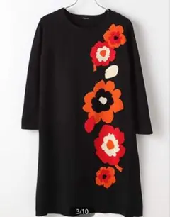 TABASA コットンフラワージャガードニットワンピース