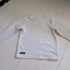 ホワイト リブ編み 長袖カットソー　120