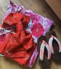 花柄浴衣・帯・草履セット