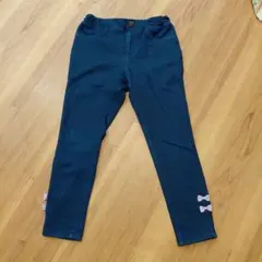 any FAM　ネコポケット ロングパンツ 紺色 リボン付き　裏起毛