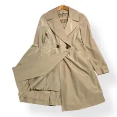 美品★バジーレ28 スプリングコート 中綿ライナー付 女優襟 2way 光沢感