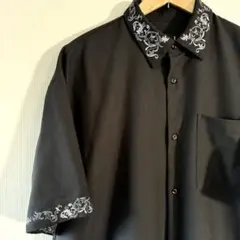 HARE 花柄 刺繍 シシュウ 半袖シャツ Mサイズ 黒