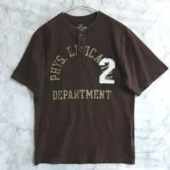35　FADED GLORY　半袖Ｔシャツ　S　茶　ヘンリーネック　US古着のサムネイル