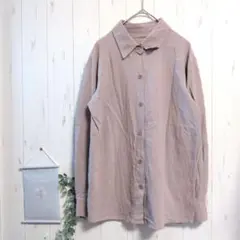 ラウアー 長袖シャツ ブラウス〚M〛くすみカラー 綺麗め ピンクグレージュ 綿