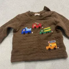 80 miki HOUSE トラック刺繍 トレーナー　茶色　キルティング