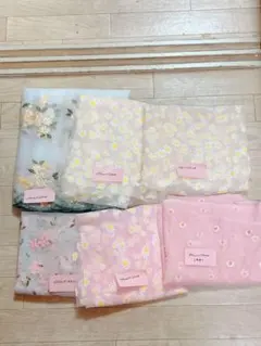 レース生地セット　刺繍お花　花柄　大量　格安　ピンク　イエロー　グリーン
