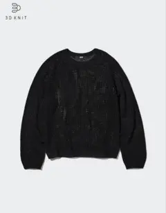 UNIQLO ユニクロ 3Dメッシュクルーネックセーター L BLACKのサムネイル