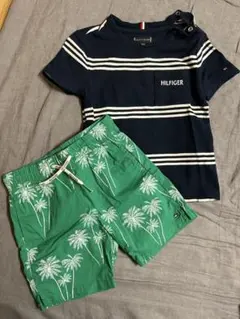 HILFIGER ネイビー ストライプ ポロシャツ パンツセット
